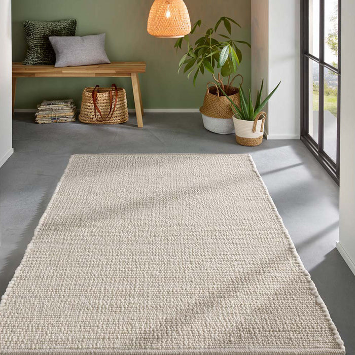 Tapeso Wollen vloerkleed - Bokn wit - 140x200 cm