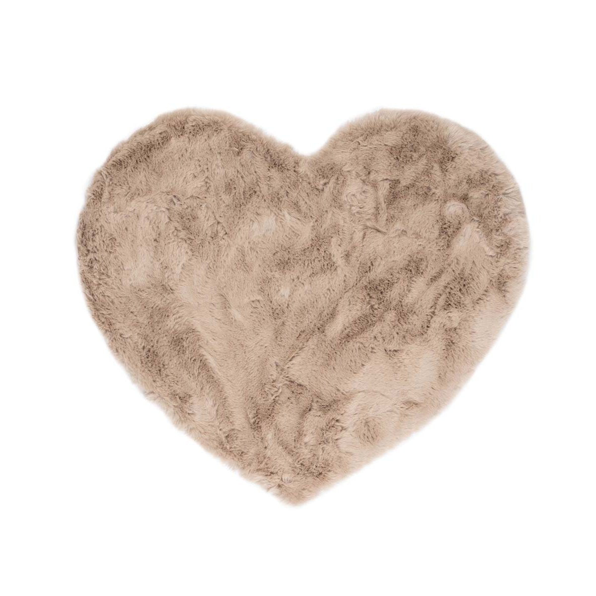 Tapeso Kindervloerkleed hartje - Fluffy taupe - 70x80 cm