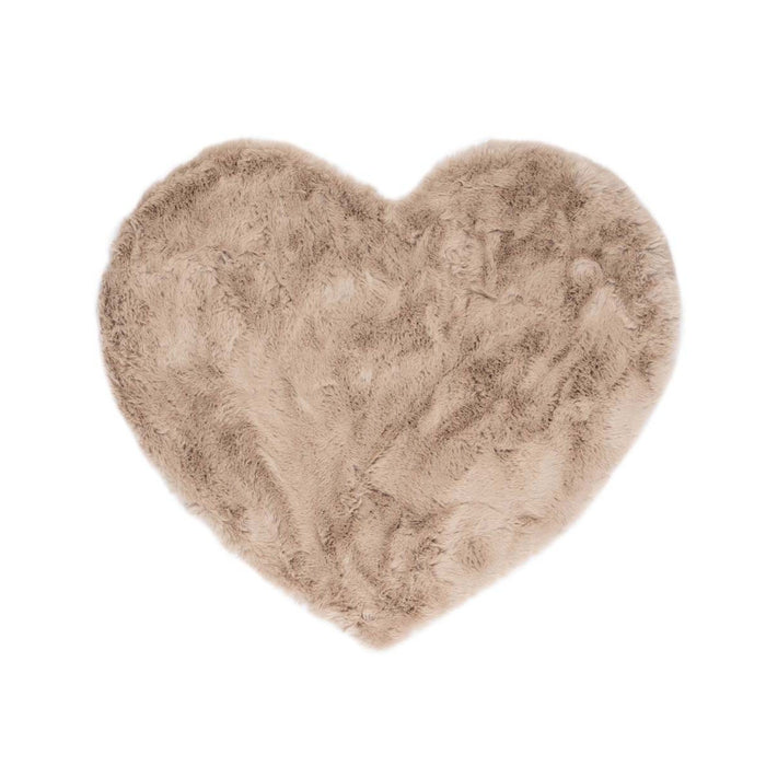 Tapeso Kindervloerkleed hartje - Fluffy taupe - 70x80 cm