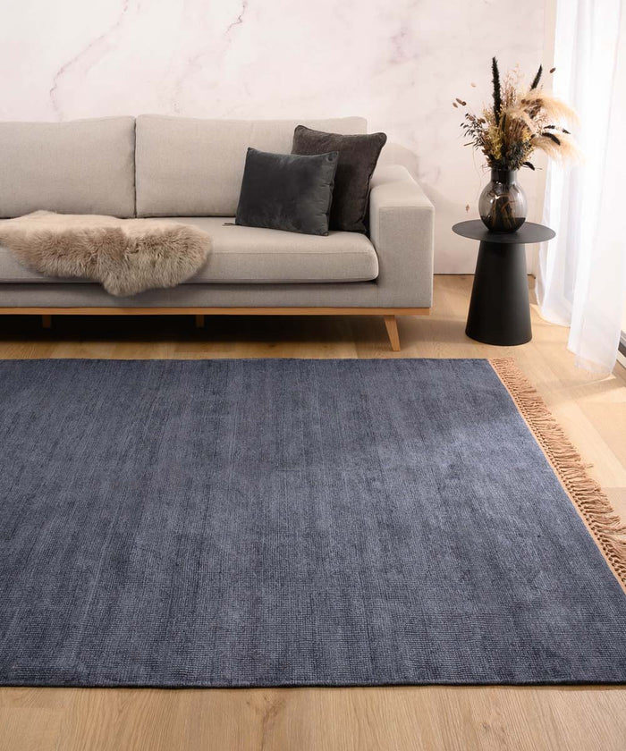 Tapeso Viscose vloerkleed - Gem blauw - 200x300 cm