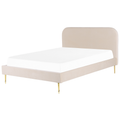 Beliani - FLAYAT - Tweepersoonsbed - Beige - 180 x 200 cm - Fluweel