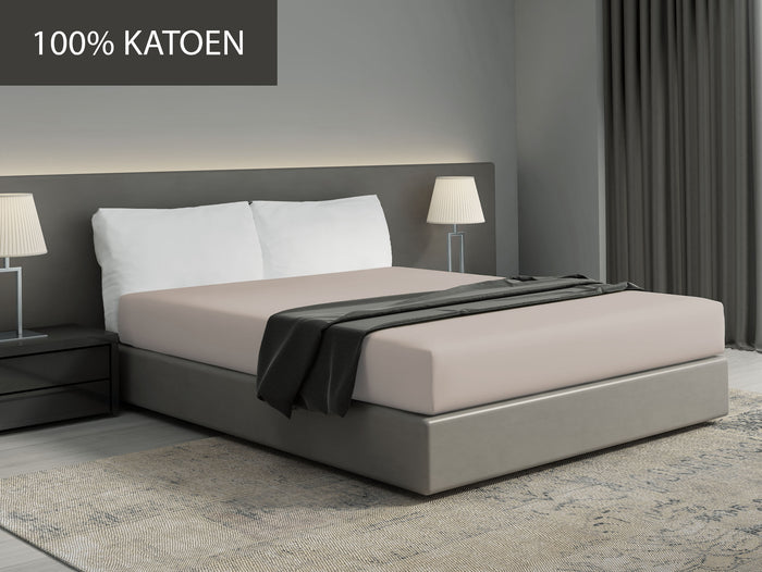 Hoeslaken - 100% natuurlijk katoen - 180x200 - beige