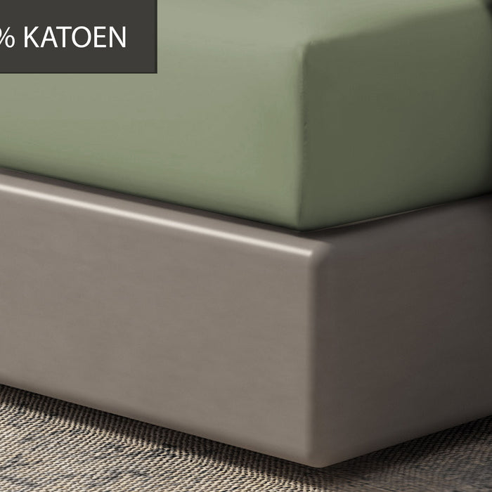 Hoeslaken - 100% natuurlijk katoen - 90x200 - oud groen