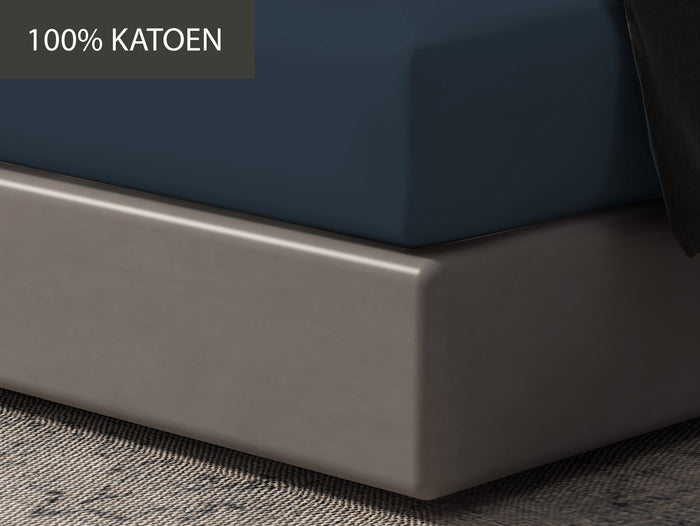 Hoeslaken - 100% natuurlijk katoen - 180x200 - blauw