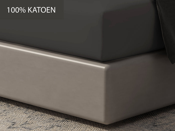 Hoeslaken - 100% natuurlijk katoen - 90x200 - antraciet