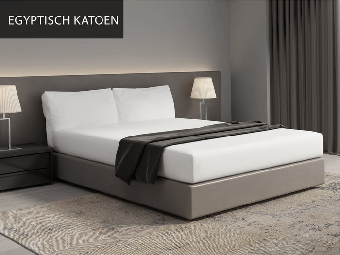 Luxe hoeslaken - Egyptisch percal katoen - 90x210 - wit