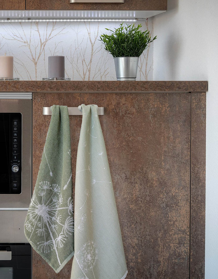Luxe keukendoeken -  6 stuks - 50x50 - dandelion - oud groen