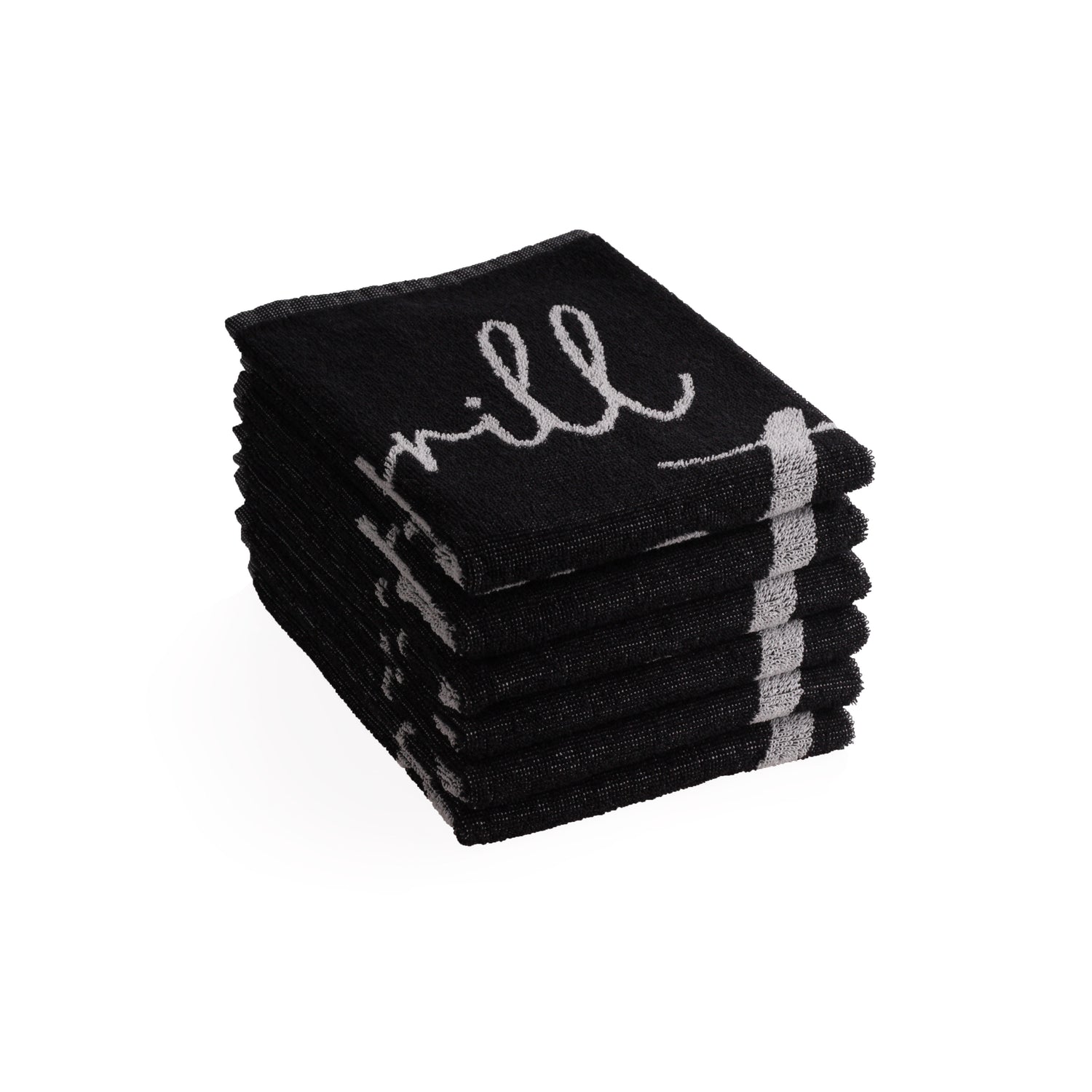 Luxe keukendoeken -  6 stuks - 50x50 - grill master - zwart