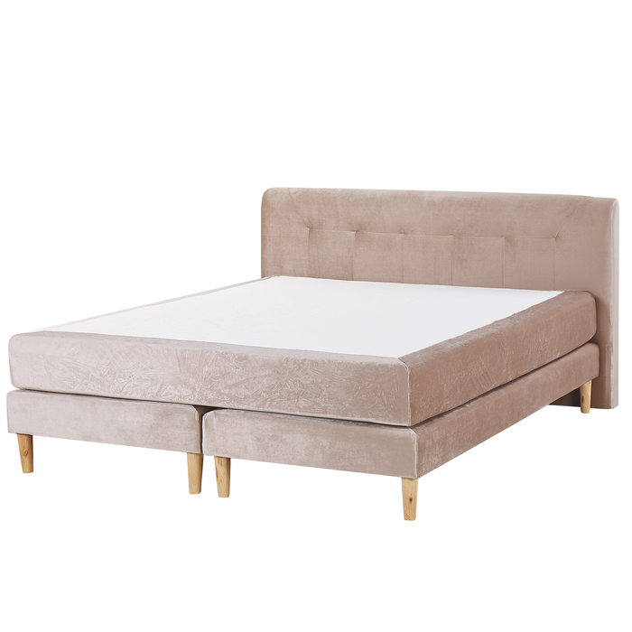 Beliani-MARQUISE -Tweepersoons boxspring-Beige-160 x 200 cm-Fluweel