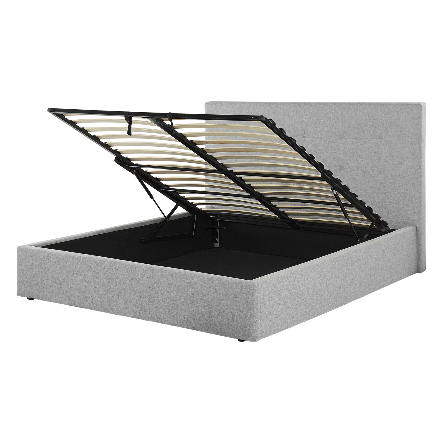 Beliani-LORIENT-Bed met opbergruimte-Lichtgrijs-140 x 200 cm-Polyester