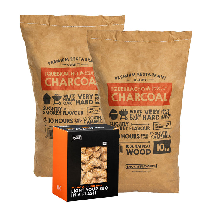 Smokin' Flavours - 2 zakken houtskool Quebracho Smokin' Flavours + 1