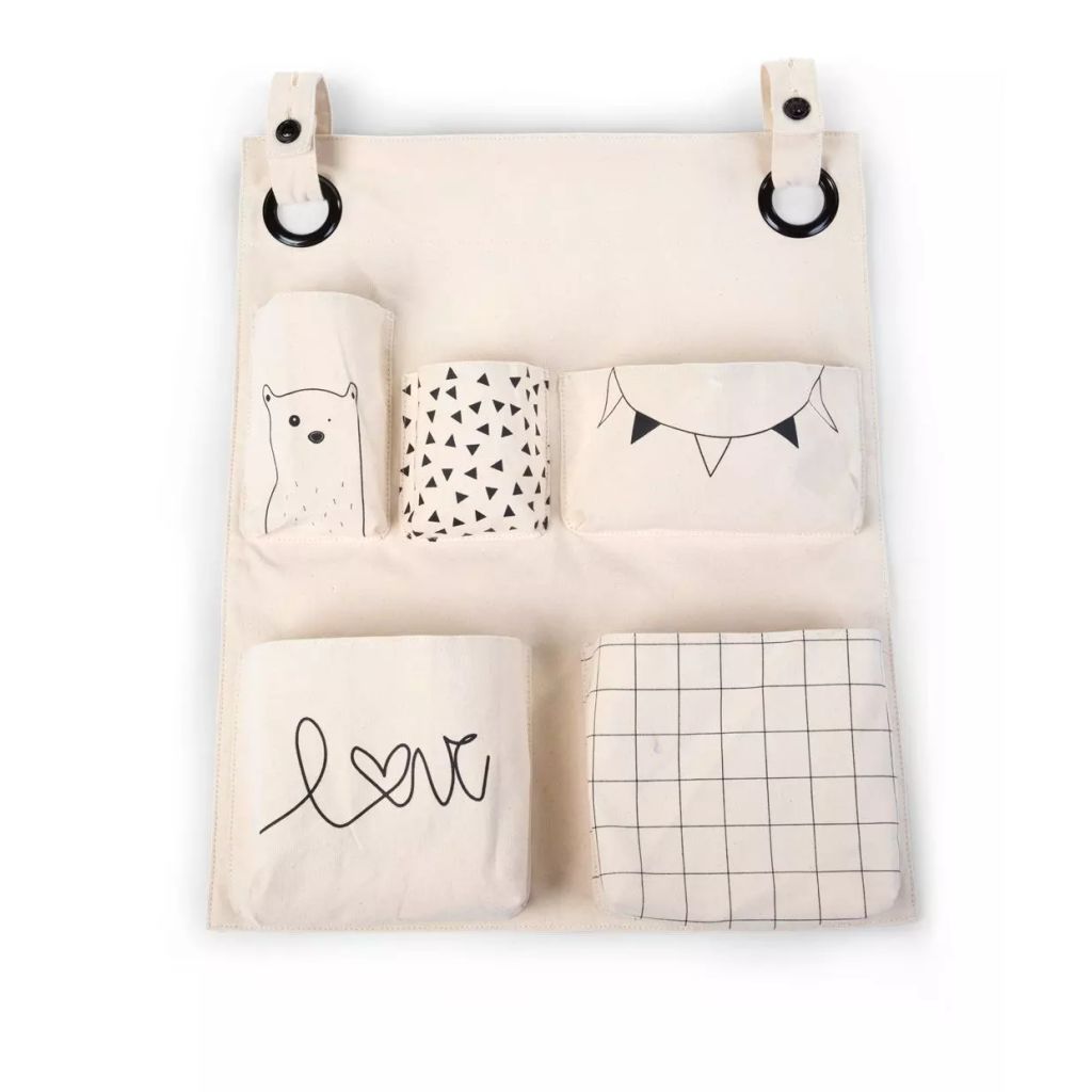 CHILDHOME Organizer met print canvas gebroken wit