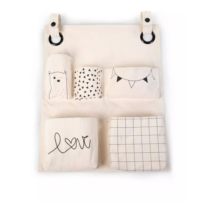 CHILDHOME Organizer met print canvas gebroken wit