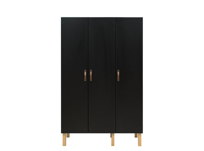 Bopita Floris 3-deurskast - Mat Zwart|Naturel