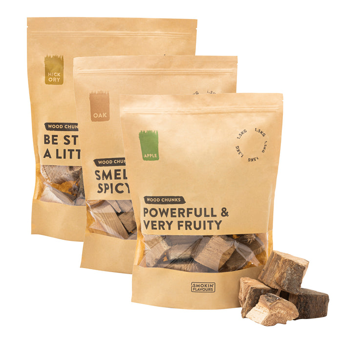 Smokin' Flavours chunks multipack: Eik, Appel &amp; Hickory