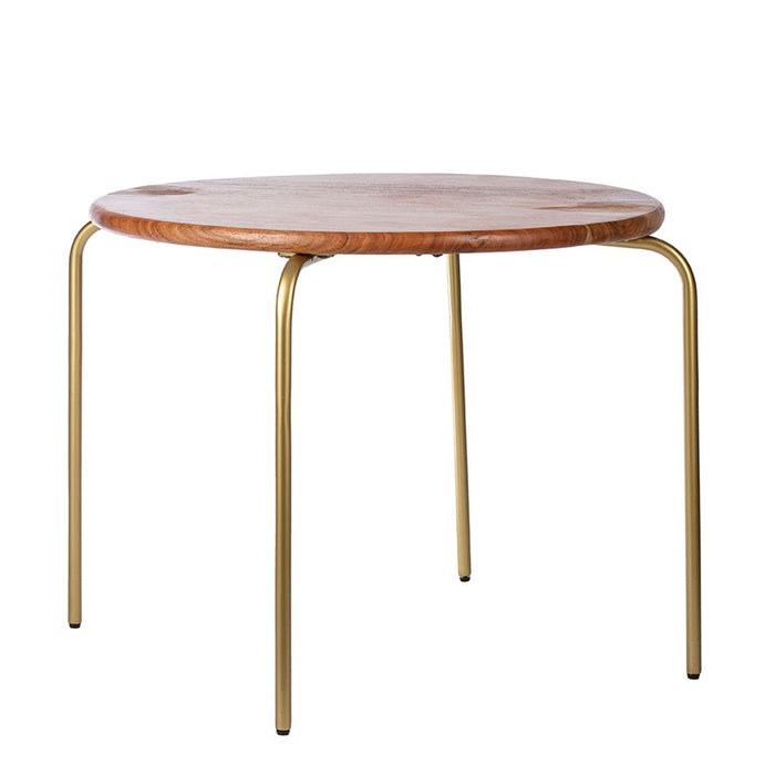 KidsDepot Ronde tafel Chique - notenhout en goud - goud