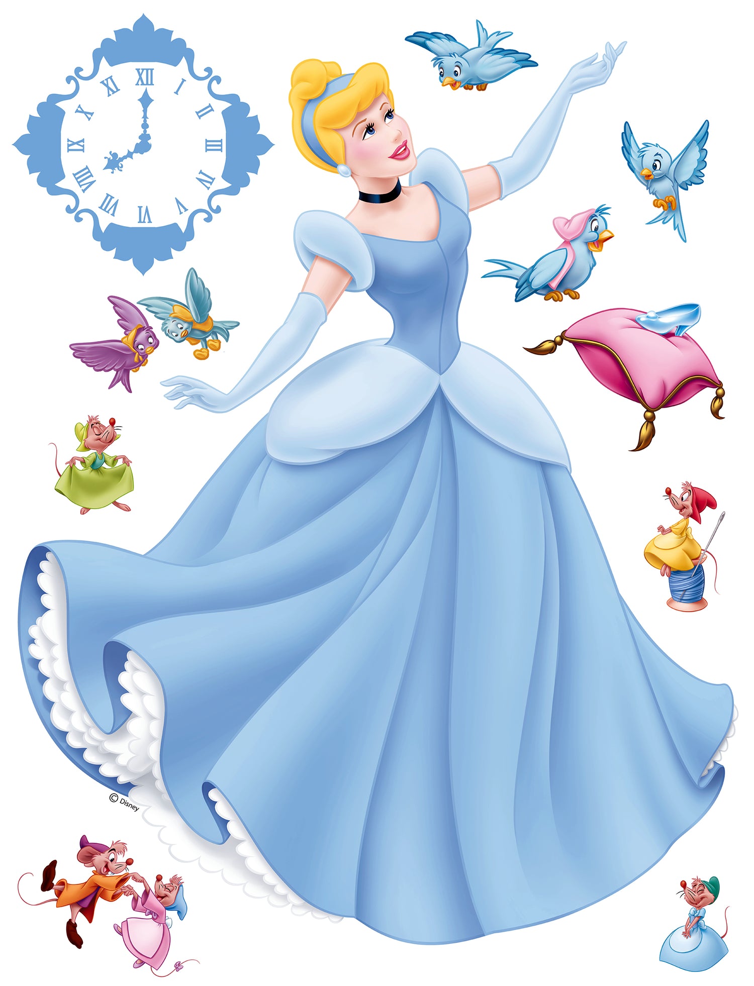 Disney muursticker Assepoester lichtblauw - 600191 - 65 x 85 cm