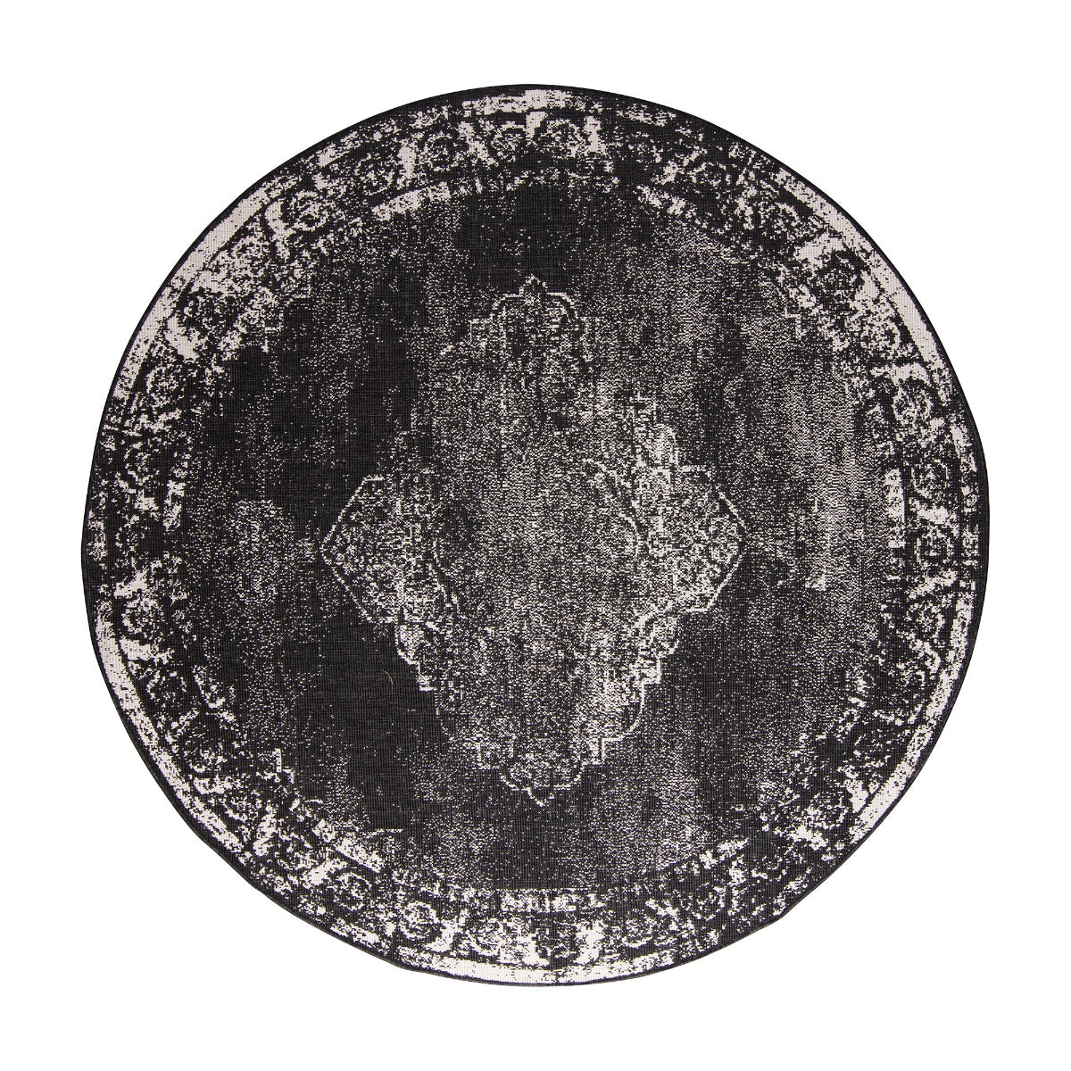 Eva Interior Buitenkleed Rond Sage - Zwart - dubbelzijdig  200cm