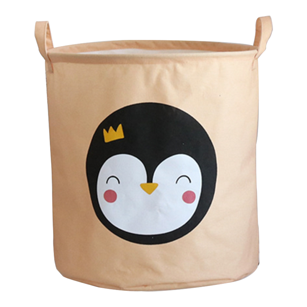 By Baboo - Opbergzak Speelgoed - Pinguin Oranje Zalm - Babykamer - C