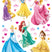 Disney muursticker prinsessen blauw, geel, roze en paars - 65 x 85 cm