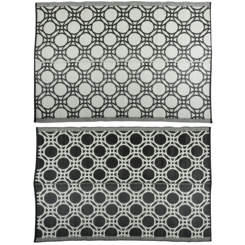 Esschert Design Buitenkleed cirkels 174x121 cm zwart en wit OC17