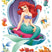 Disney muursticker Ariel - De kleine zeemeermin paars, rood en groen -