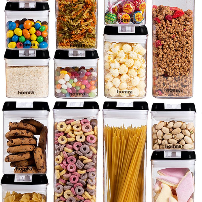 Homra Freshbox Zwart - set van 14 voorraadpotten