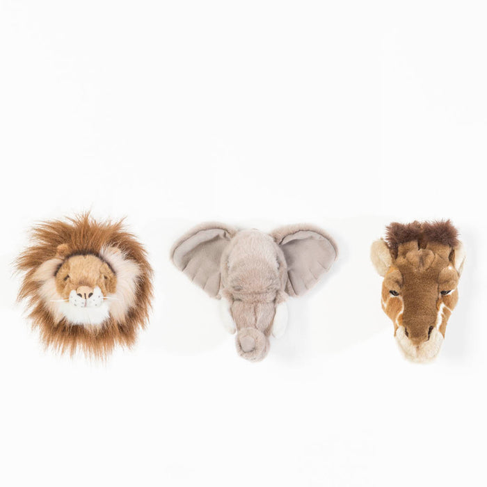 Wild&Soft Dierenkoppen mini pluche Safari 3 stuks -