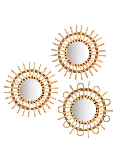 Bali Lifestyle | Ronde Rotan Spiegels | Spiegel set van 3