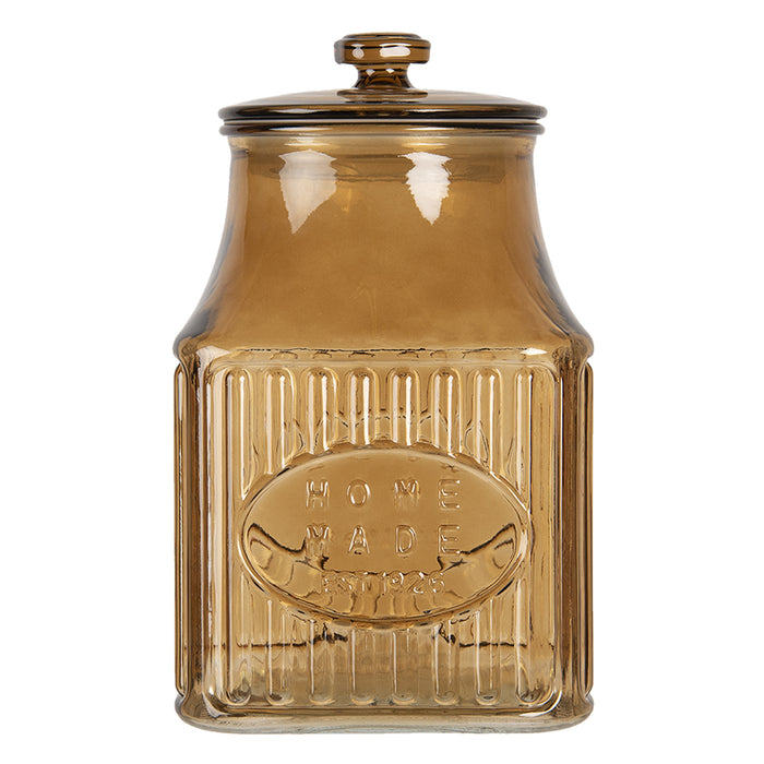 Clayre & Eef Voorraadpot  Ø 15x29 cm Bruin Glas Vierkant Voorraadbus