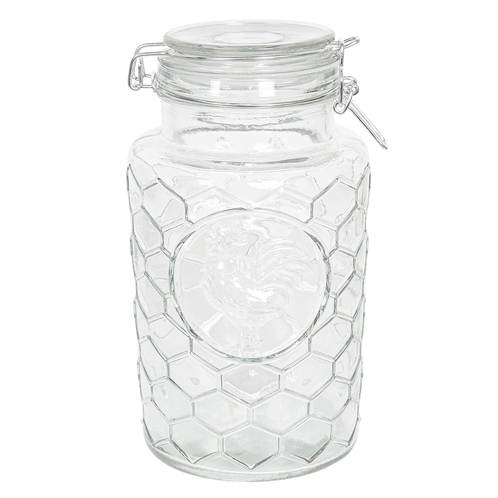 Clayre & Eef Voorraadpot  1900 ml Glas Rond Honingraat Voorraadbus