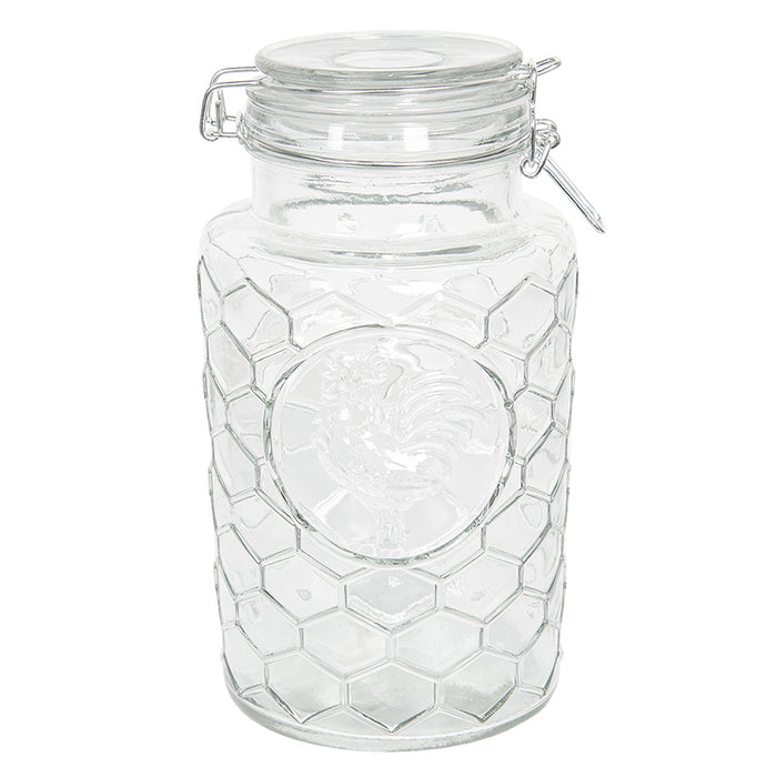 Clayre & Eef Voorraadpot  1900 ml Glas Rond Honingraat Voorraadbus