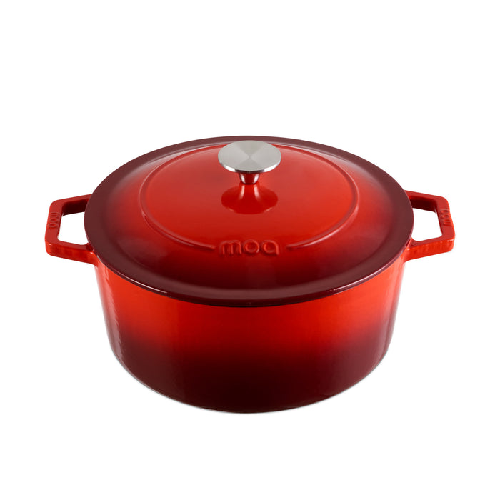 MOA Gietijzeren Braadpan 26 cm - Rond - met Deksel - ook voor Inductie