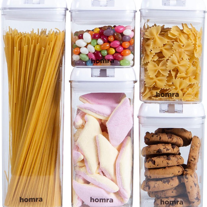 Homra Freshbox Wit - set van 5 voorraadpotten