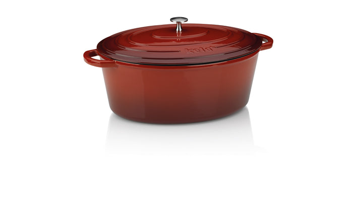Braadpan Gietijzer Ovaal Rood, 36 cm x 29 cm- Kela | Calido