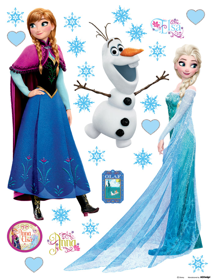 Disney muursticker Frozen Anna & Elsa blauw, paars en wit - 65 x 85 cm