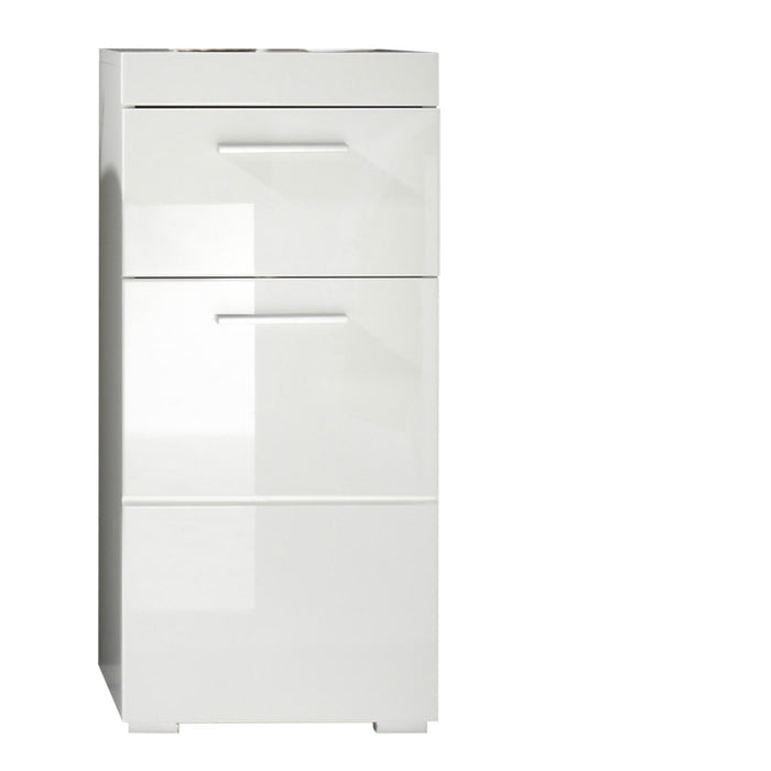 Hioshop AmandaMando badkamerkast 1 deur, 1 lade wit, wit hoogglans.