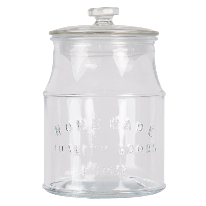 Clayre & Eef Voorraadpot  Ø 15*26 cm Glas Rond Voorraadbus Bewaarpot