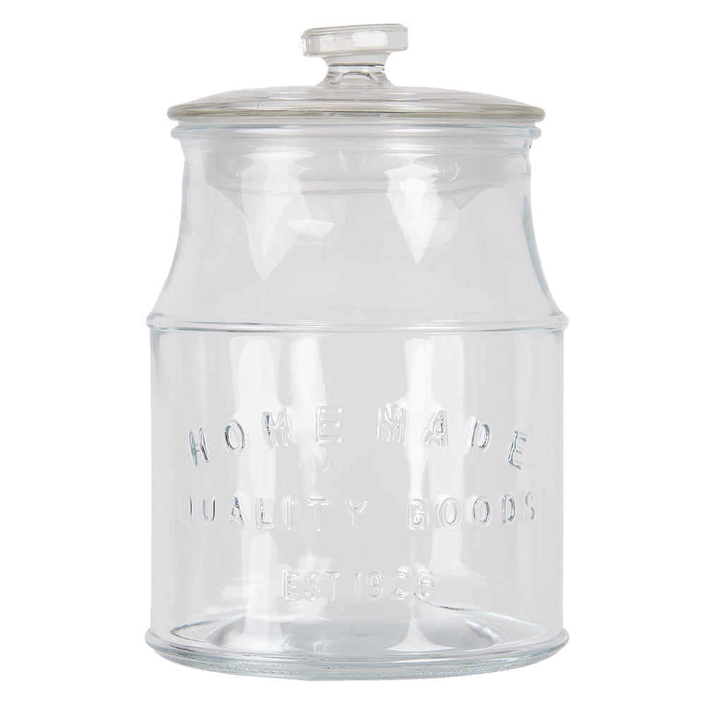 Clayre & Eef Voorraadpot  Ø 15*26 cm Glas Rond Voorraadbus Bewaarpot