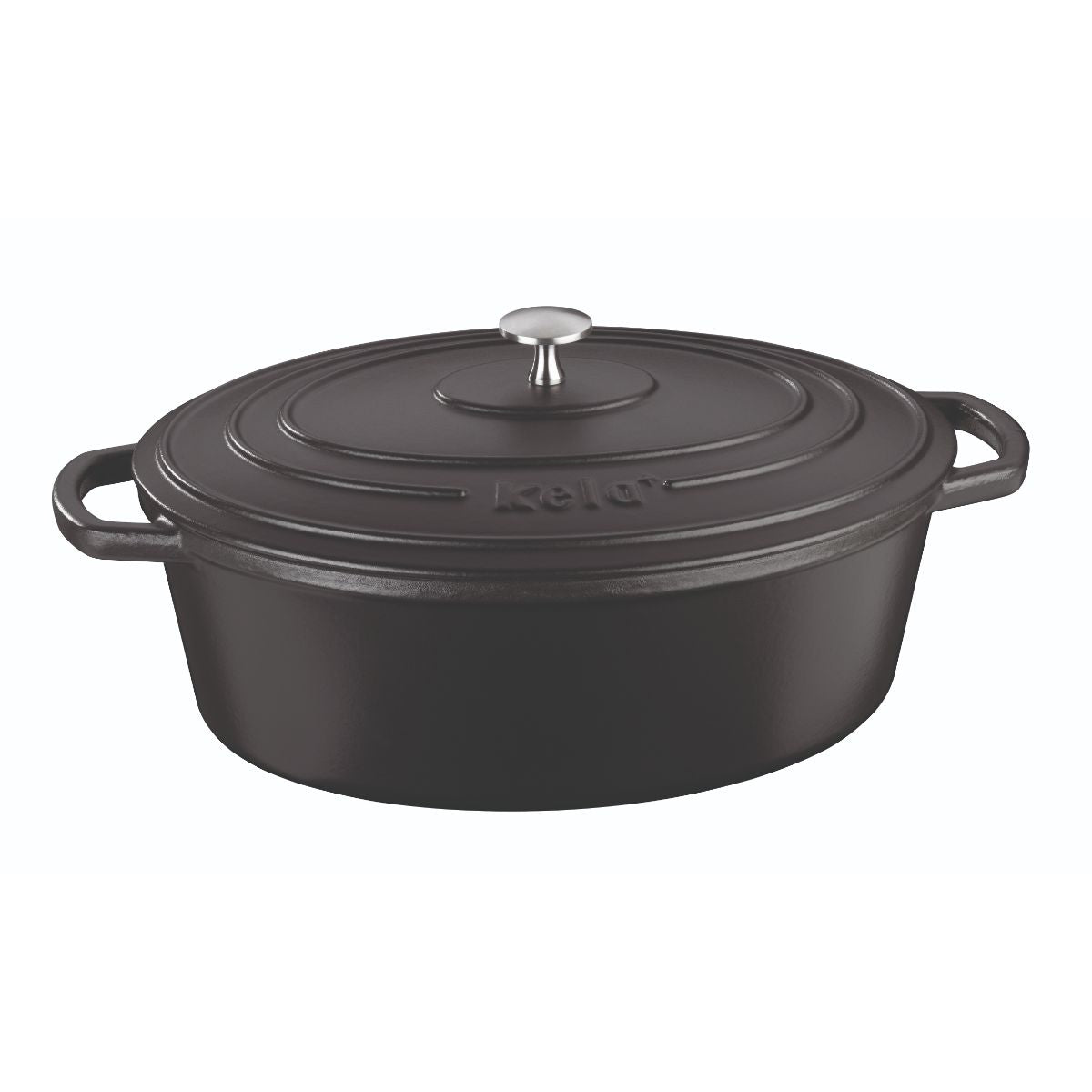 Braadpan Gietijzer Ovaal Zwart, 33 cm x 26 cm- Kela | Calido