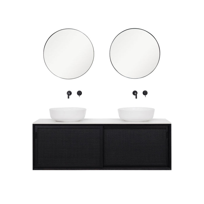 Going Objects - Wastafelmeubel Zwart Rotan - Nestor - Wit Keramiek -