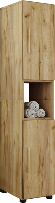 Hioshop Flandu kolomkast hoog met 2 deuren, honing eiken decor.
