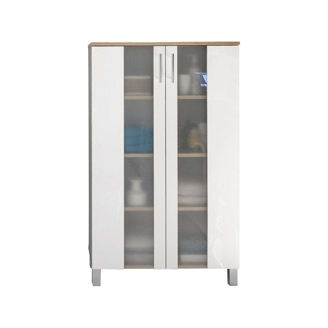 Hioshop Porto badkamerkast 65 x 109 cm 2 deuren eiken decor, wit,