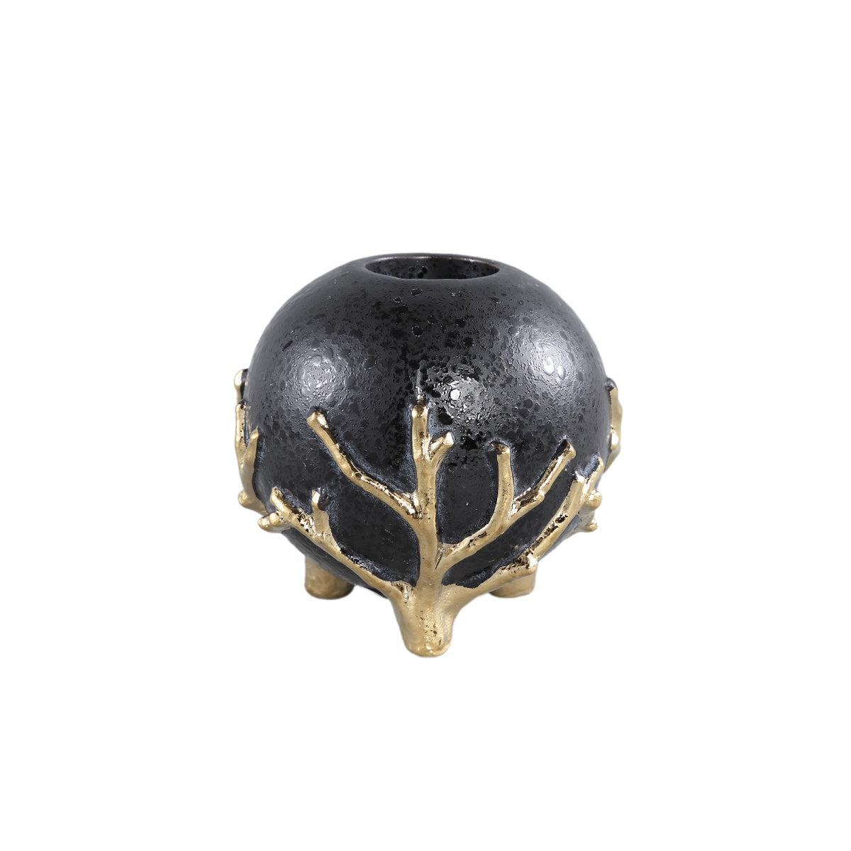 PTMD Quin Windlicht - 12 x 12 x 12 cm - Keramiek - Zwart