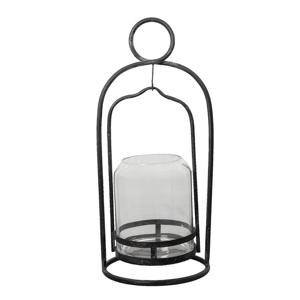 Clayre & Eef Windlicht  Ø 29x65 cm Zwart Metaal Rond Kaarsenhouder