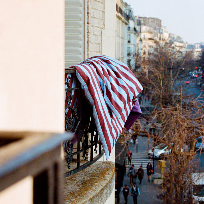 HAY Été Dekbedovertrek 140 x 220 cm - Bordeaux / Sky Blue