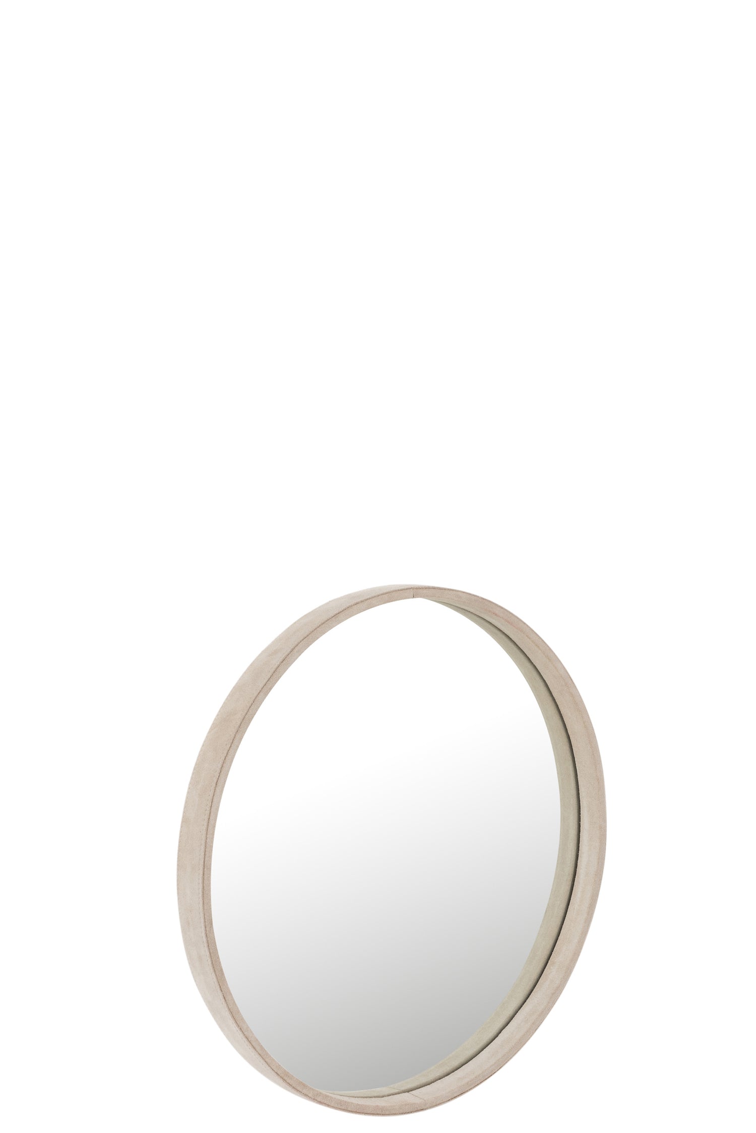 J-Line Spiegel Rond Leder Beige Small