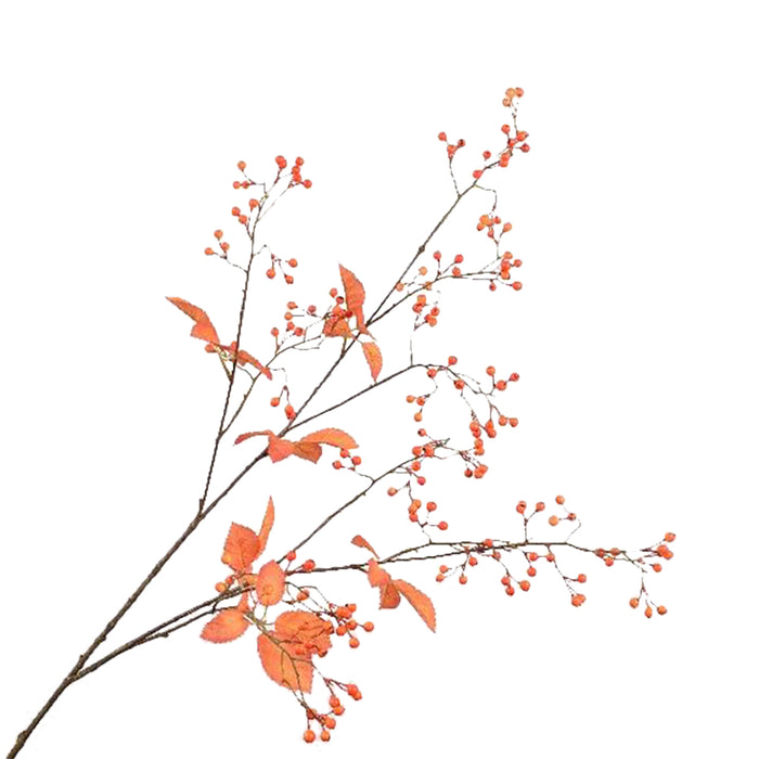 Silk-ka Kunstbloem-Zijden Bloem-Bessentak Zijde Oranje 126 cm