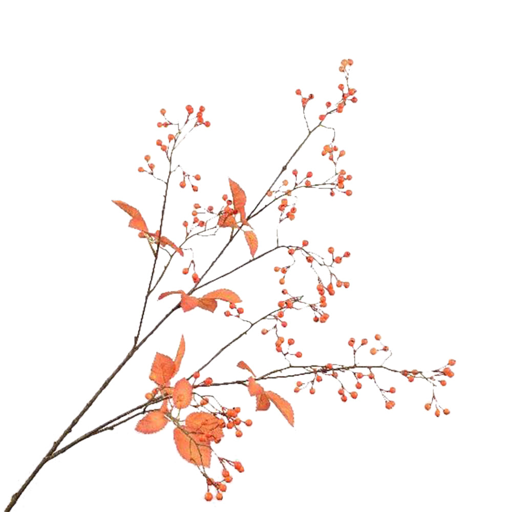 Silk-ka Kunstbloem-Zijden Bloem-Bessentak Zijde Oranje 126 cm