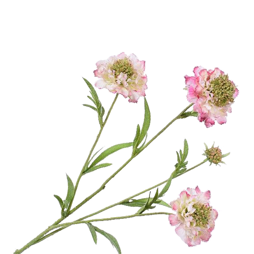 Silk-ka Kunst Bloem Zijde Scabiosa Tak Lavendel-Roze L 80 cm